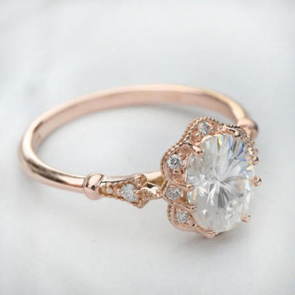 *NEW Rose Gold Eye Catching Vintage Diamond Ring - Picture 3 of 3